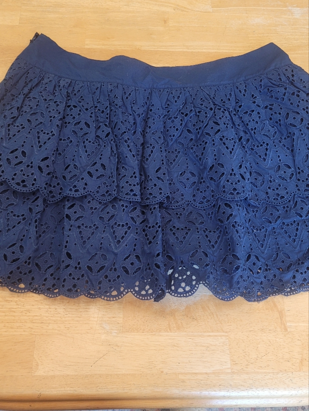 Banana Republic Skirt Navy Eyelet Tiered Scalloped Hem New Women's 14